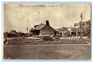 1914 D. & H. Depot Train Station Oneonta New York NY Posted Antique Postcard