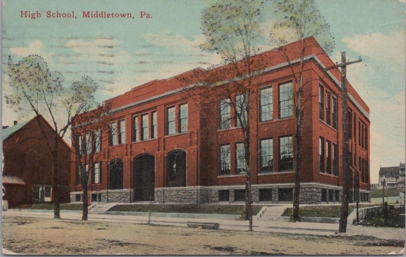 Postcard High School Middletown PA 1915