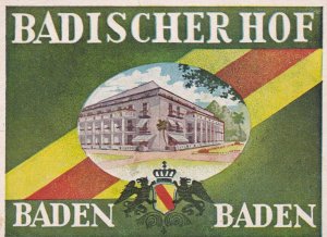 Germany Baden-Baden Badischer Hof Vintage Luggage Label sk3295