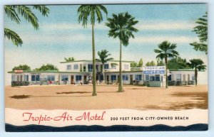 CLEARWATER BEACH, Florida FL ~ Roadside TROPIC-AIR MOTEL c1950s Linen Postcard