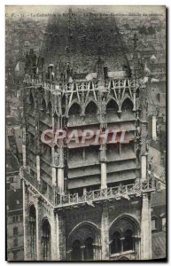 Old Postcard Rouen Cathedral Tower Saint Romain summit Details