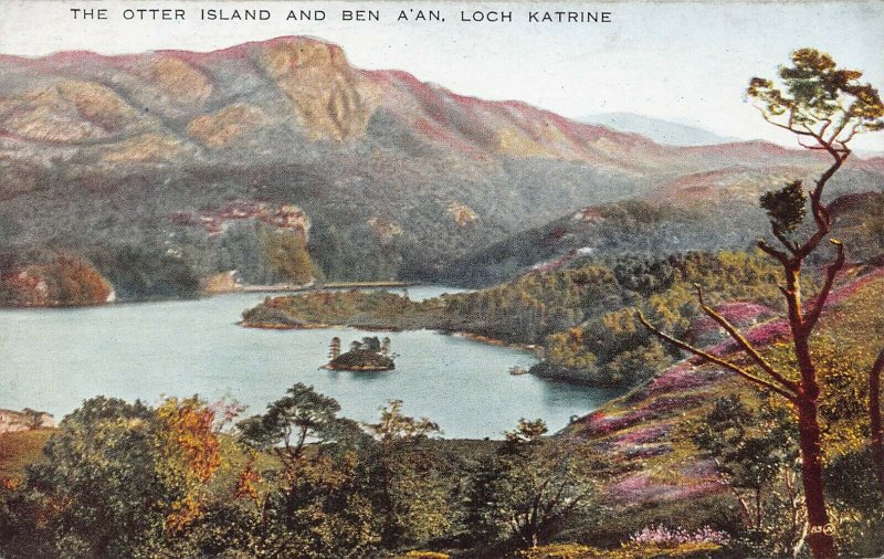 The Otter Island and Ben A'an, Loch Katrine, Scotland, Early Postcard, Unused 