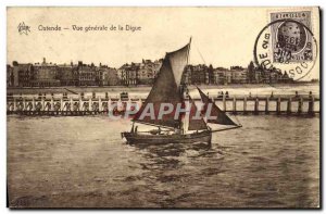 Old Postcard Ostend Vue Generale De La Digue Boat