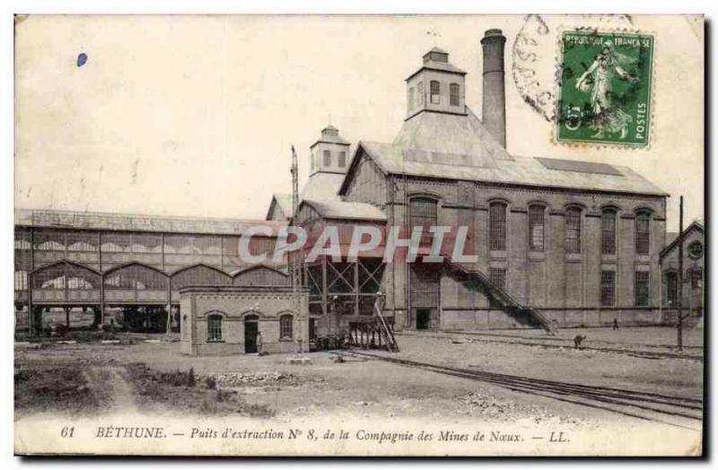 Bethune Old Postcard Puits d & # 39extraction n8 company mines Noeux