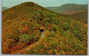 Blue Ridge Parkway North Caolina 1965 Postcard Aerial View Tunnel
