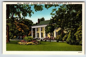 Bayside Colonial Home Elizabeth City North Carolina Postcard Unused NC Vintage