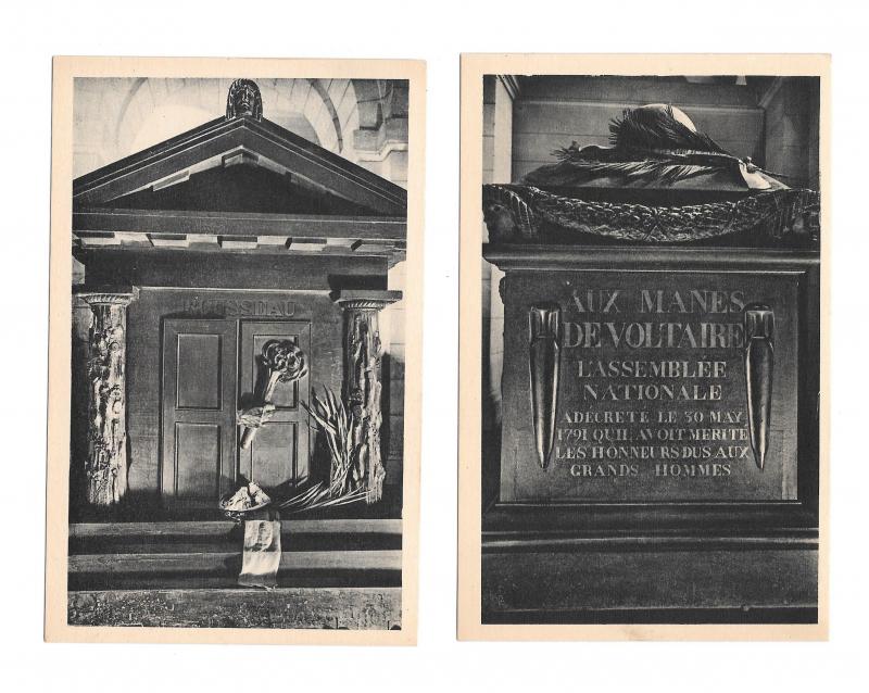 France Paris Le Pantheon Tombeau Rousseau Tomb Voltaire 2 Vintage Postcards