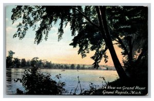 Vintage 1910's Postcard View of the Grand River in Grand Rapids Michigan