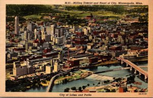 Minnesota Minneapolis Aerial View Of Milling District and Heart Of The City C...