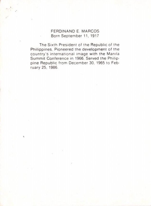 Ferdinand E Marcos Sixith Presiden of the Republic of the Philippines Non Pos...