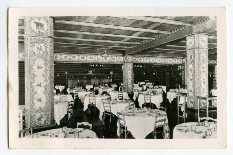 Postcard Old Faithful Inn Dining Room Yellowstone Park RPPC Standard View Card 