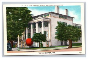 Vintage 1940s Postcard Elk Club, General Sheridan's HQ, Winchester, Virginia