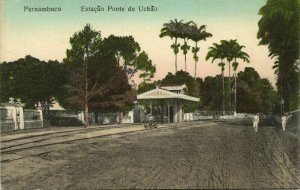 brazil, RECIFE, Pernambuco, Estação de Ponte d'Uchoa, Station (1910s) Postcard