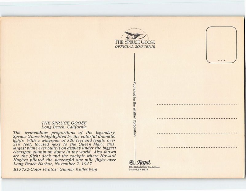Postcard The Spruce Goose, Long Beach, California, USA