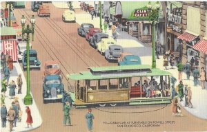 Cable Car at Turntable on Powell Street c1948 San Francisco California