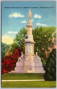 Vtg Gettysburg Pennsylvania PA Soldiers Monument National Cemetery View Postcard