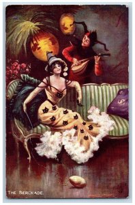Falmouth Indiana IN Postcard Pretty Woman The Serenade Tuck c1910's Anique