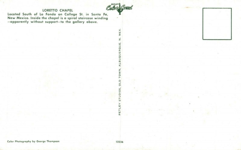 USA Loretto Chappel Santa Fe New Mexico Postcard 08.65