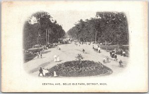 Central Avenue Belle Isle Park Detroit Michigan Antique Postcard