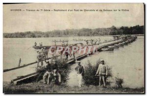 Postcard Old Army 7th of Avignon Construction Genie Folding d & # 39un Easels...