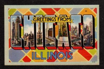 IL Greetings CHICAGO ILLINOIS Large Letter Lg Postcard