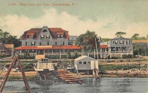 Saunderstown RI Water Front and Hotel Boat & Docks Postcard