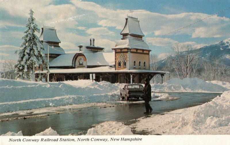 Postcard North Conway Railroad Station New Hampshire