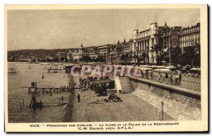 Old Postcard Nice Promenade Des Anglais The Beach And The Palais De La Medite...