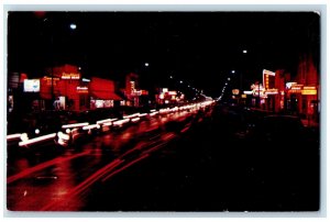 c1950's Estevan Main Street at Night Estevan Saskatchewan Canada Postcard