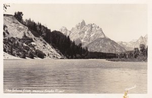 Wyoming The Tetons From Across Snake River Real Photo
