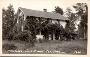 Real Photo Postcard Main Lodge in Camp Rivard in Ely, Minnesota~135250