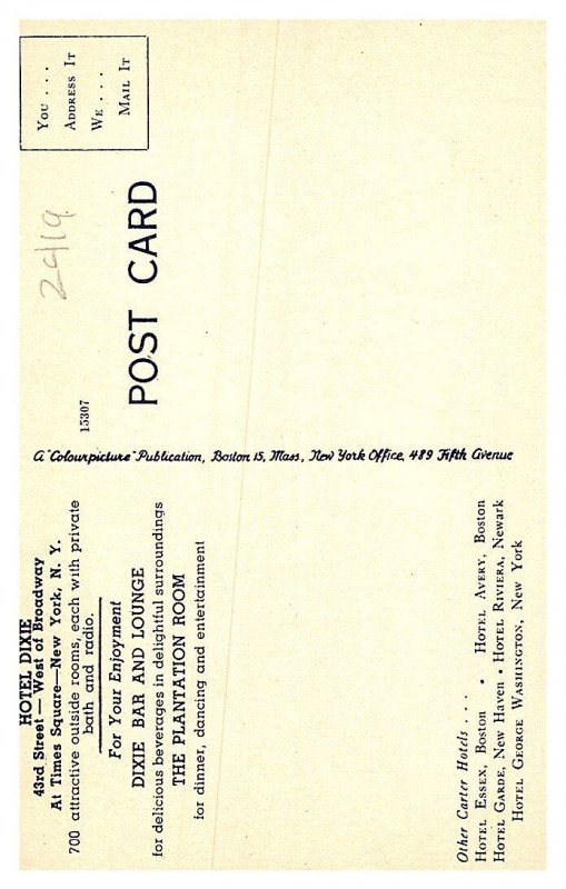 New York City , Hotel Dixie