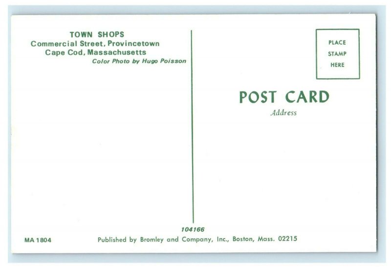 1952 Town Shops Provincetown, Cape Cod, Massachusetts MA Postcard