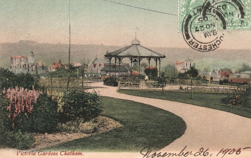 Vintage Postcard 1905 Victoria Gardens Family Picnic Recreational Area Chatham