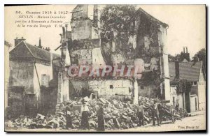 Old Postcard Senlis (Oise) House fire by the Germans