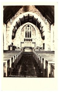 Christian Church Interior Eureka Illinoi IL RPPC Postcard 1945