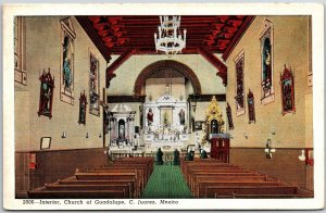 Interior Church Of Guadalupe C. Juarez Mexico Hallway Altar Postcard