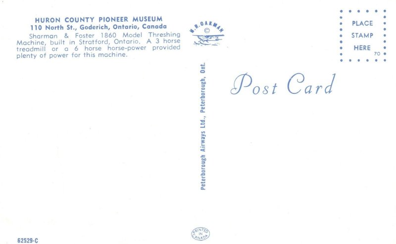 Vintage Postcard Threshing Machine Huron County Pioneer Museum Goderich Ontario