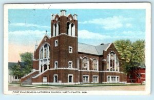 NORTH PLATTE, Nebraska NE ~ First EVANGELICAL LUTHERAN CHURCH 1924  Postcard