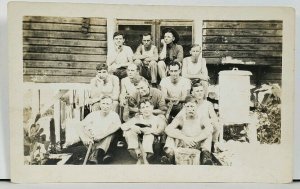 RPPC Military Group of Men Some With Machetes c1919 Real Photo Postcard M4