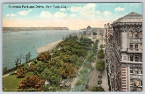 1910's RIVERSIDE PARK and DRIVE NYC AMERICAN ART CO POSTCARD #186/SERIES