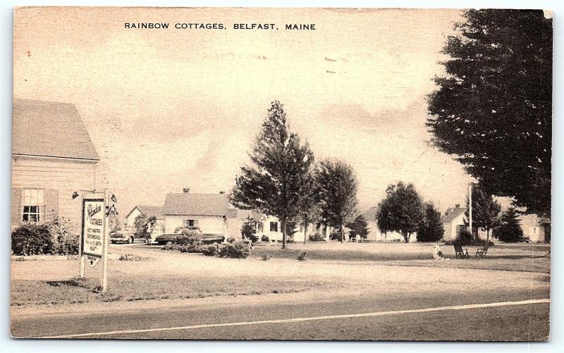 Postcard Me Belfast Rainbow Cottages Vintage Linen R24 Hippostcard