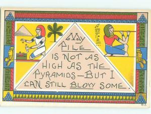 Pre-Linen Comic EGYPTIANS AND PYRAMIDS ON POSTCARD AB9547