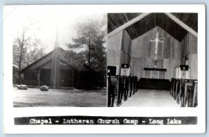 Oshkosh Wisconsin WI Postcard RPPC Photo Chapel Lutheran Church Camp Long Lake