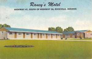 Rockville Indiana Raneys Motel Street View Antique Postcard K42635