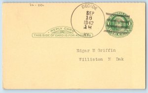 DPO Decide Kentucky KY Postcard Edgar M Griffin Williston North Dakota ND 1942