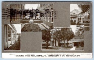 1911 STATE FEMALE NORMAL SUMMER SCHOOL FARMVILLE VIRGINIA VA 4 VIEWS POSTCARD