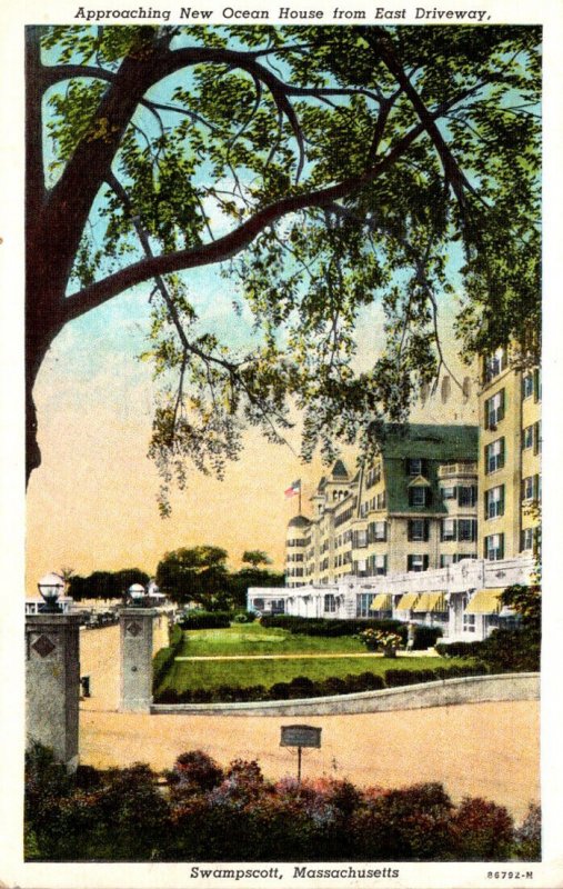 Massachusetts Swampscott Approaching New Ocean House From East Driveway 1944 ...