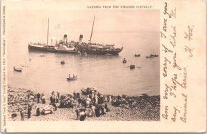 England Landing From The Steamer Clovelly Vintage Postcard 09.30