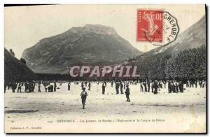 Old Postcard Grenoble balls Petanque players in the & # 39esplanade and helme...